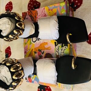 New Jeffrey Campbell Black and Gold Sandals
